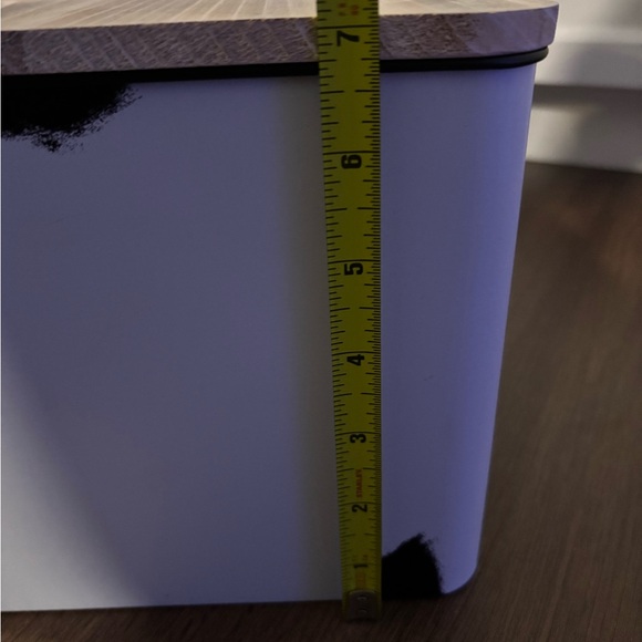 Farmhouse Style Bread box, white finish with black detail & distressed gray lid - Picture 9 of 9